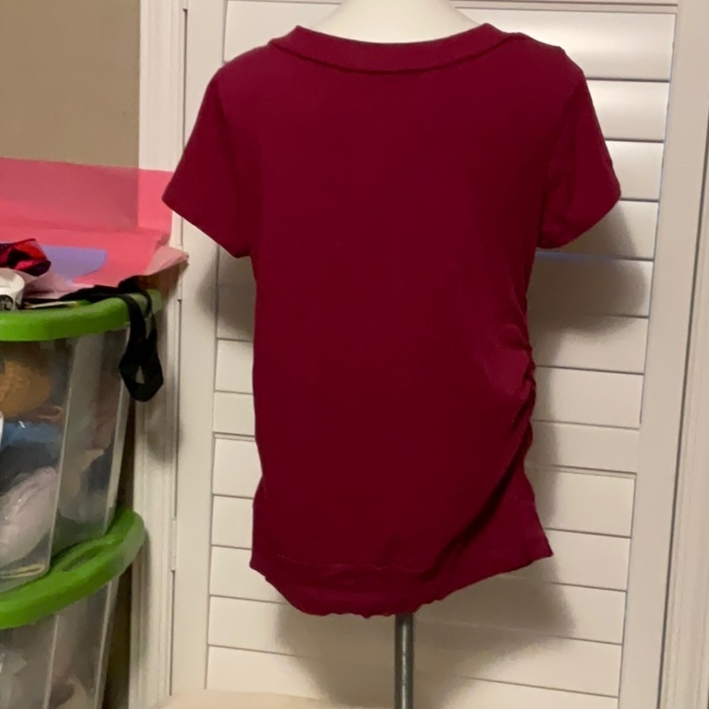 Splash Red Ruched Short Sleeve Tee - Picture 3 of 7